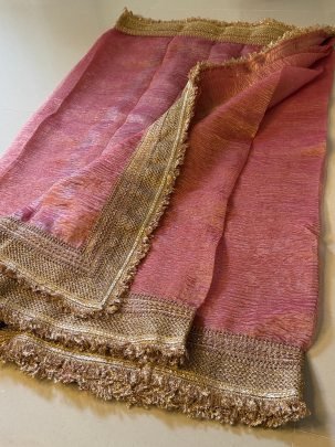 Pure Handloom Tissue Crushed Banarasi Saree With Gotapatti Border