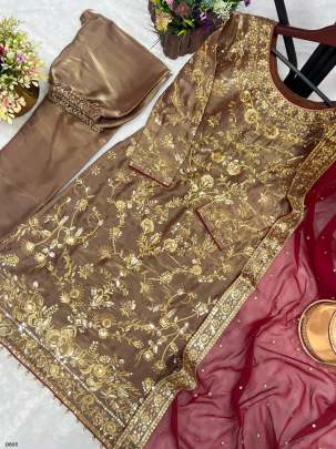 Pure jimmy choo silk heavy embroidered Kurti Pant with dupatta