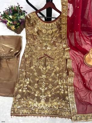 Pure jimmy choo silk heavy embroidered Kurti Pant with dupatta