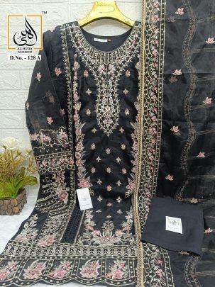 Beautiful 5 Colors Pure Organza Suit Set With Handwork By Al-Huda