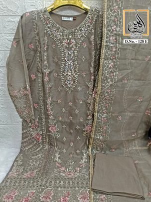 Beautiful 5 Colors Pure Organza Suit Set With Handwork By Al-Huda