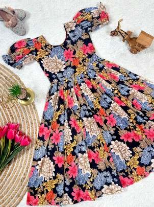 Pure Soft Cotton Floral Print Kids Gown