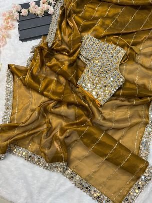 Pure Soft Jimmy Choo Silk Golden Sarees With Blouse 