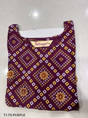 Purple Bandhani Print Pure Rayon Kurti