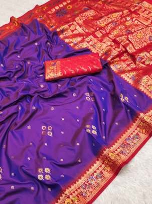 Purple Color Pure Banarasi Silk Saree