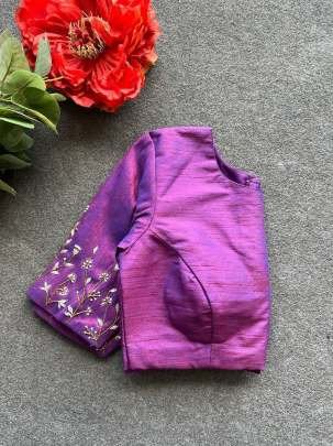 Purple Elzara Silk Blouse with Beautiful Handwork