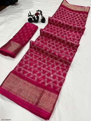 Fancy Dola Silk Saree With Contrast Kanchi Boarder