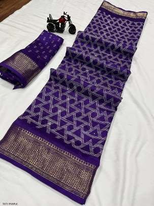 Violet Fancy Dola Silk Saree With Contrast Kanchi Boarder