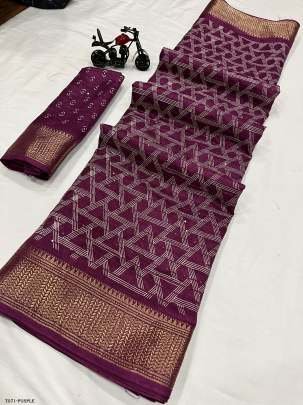 Kanchi Border Purple Dola Silk Saree