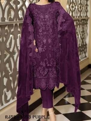 Purple  Khatli Work Georgette Pakistani Suit 