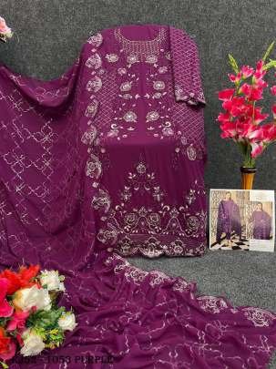 Purple  Khatli Work Georgette Pakistani Suit