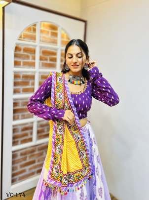 Purple Navaratri Digital Printed Cotton Lehenga Choli 2