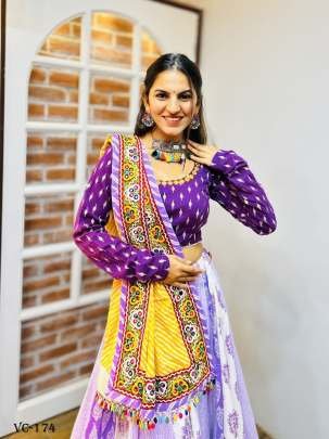 Purple Navaratri Digital Printed Cotton Lehenga Choli 2