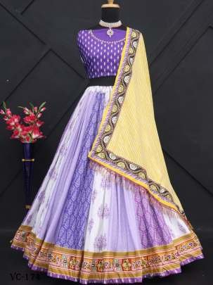 Purple Navaratri Digital Printed Cotton Lehenga Choli 2