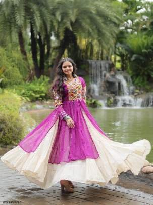 Purple Navratri Collection Kora Cotton Lehenga Choli