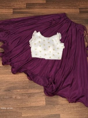 Purple Plain Lehenga With Organza With Sequins work Designer Blouse