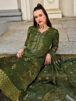 Qurbat Green Digital Printed And Handwork Kurtis Three Piece Set