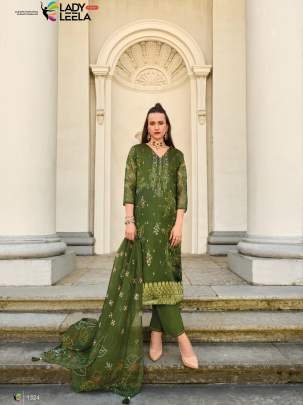 Qurbat Green Digital Printed And Handwork Kurtis Three Piece Set