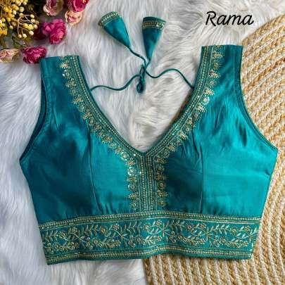 Rama Heavy Embroidery Work Ready Made Blouse For Wedding