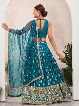 Rama Jacquard Dola Silk Lehenga Choli Set