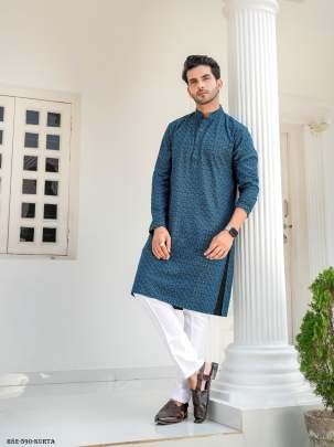 Rama Party Wear Sequince And Embroidered Work Men Kurta Set