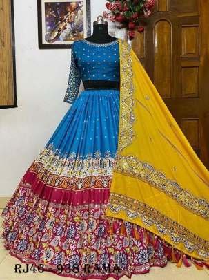 Rama print and mirror work garba chaniya choli