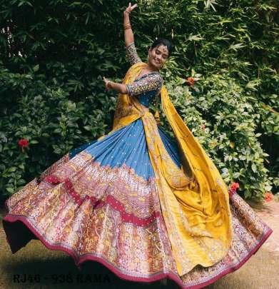 Rama print and mirror work garba chaniya choli