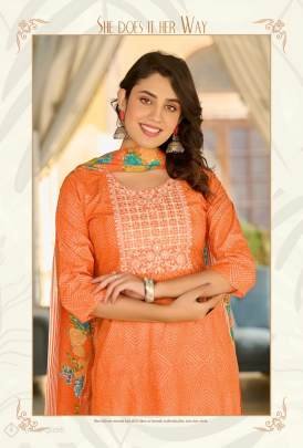 rangmaya simuni cotton kurti pant set with dupatta