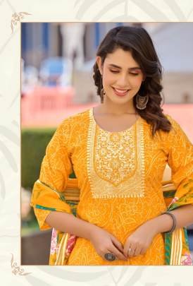rangmaya simuni cotton kurti pant set with dupatta