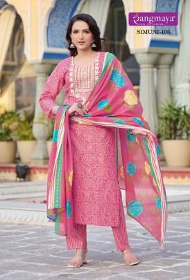 rangmaya simuni cotton kurti pant set with dupatta