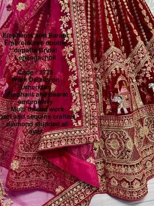 Rani Bollywood Bridal Velvet Lehenga Choli With Beautiful Neck Work