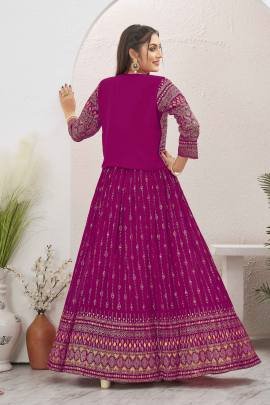 Rani Pink Georgette Readymade Lehenga With Jacket