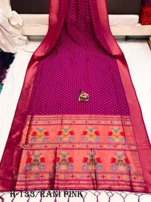 Rani Pink Soft Banarasi Lichi Silk Saree 