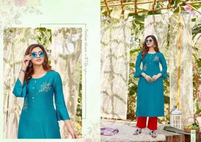 Rarelily Brand Ovi Exclusive Embroidery Work Straight Kurtis