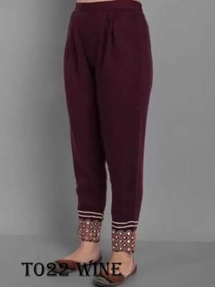 Rayon Embroidery Wine Kurti Pant Set With Dupatta