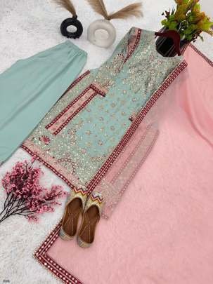 Ready To Wear Embroidery Sequence Work Georgette Sharara Suits