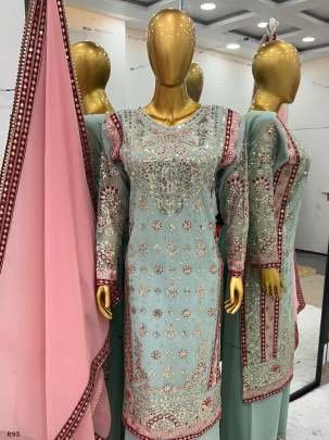 Ready To Wear Embroidery Sequence Work Georgette Sharara Suits