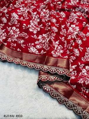 Red Crape Silk Saree With Crepe fabric Blouse