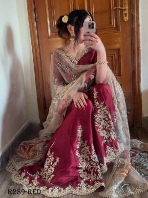 Red Designer Sequence And Embroidery Gharara Suits