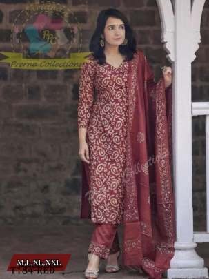 Red Pure Cotton Kurti Pant Set By Fab Funda