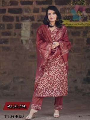 Red Pure Cotton Kurti Pant Set By Fab Funda