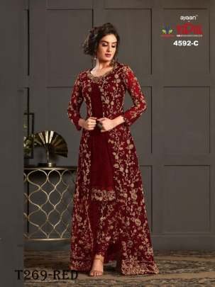  Red Sequence Work Vaishnavi Net Suit Set