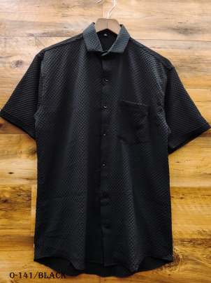 Regular Wear Cotton Black Shirt