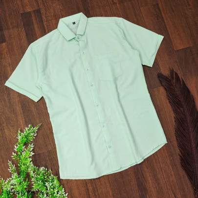 Regular Wear Pista Green Cotton Shirt