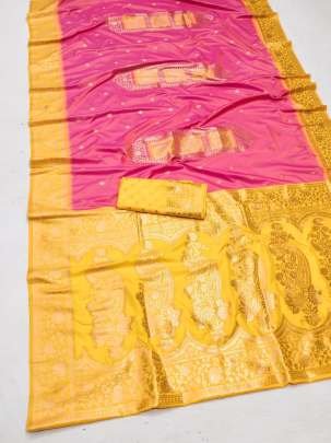 Rose Color Pure Banarasi Silk Saree