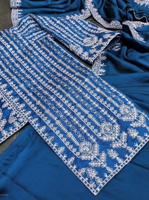 Royal Blue Colour Rangoli Silk Ready To Wear Designer Saree