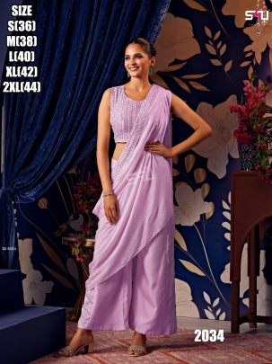 S4u Lavender Indo Western Style Sequence Dress