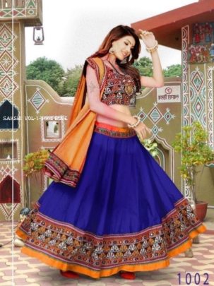 Sakshi Vol 1 Chain Stich Mirror Work Cotton Navratri Lehenga 