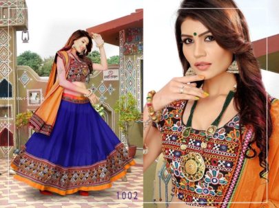 Sakshi Vol 1 Chain Stich Mirror Work Cotton Navratri Lehenga