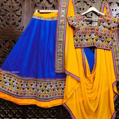 Sakshi Vol 1 Chain Stich Mirror Work Cotton Navratri Lehenga